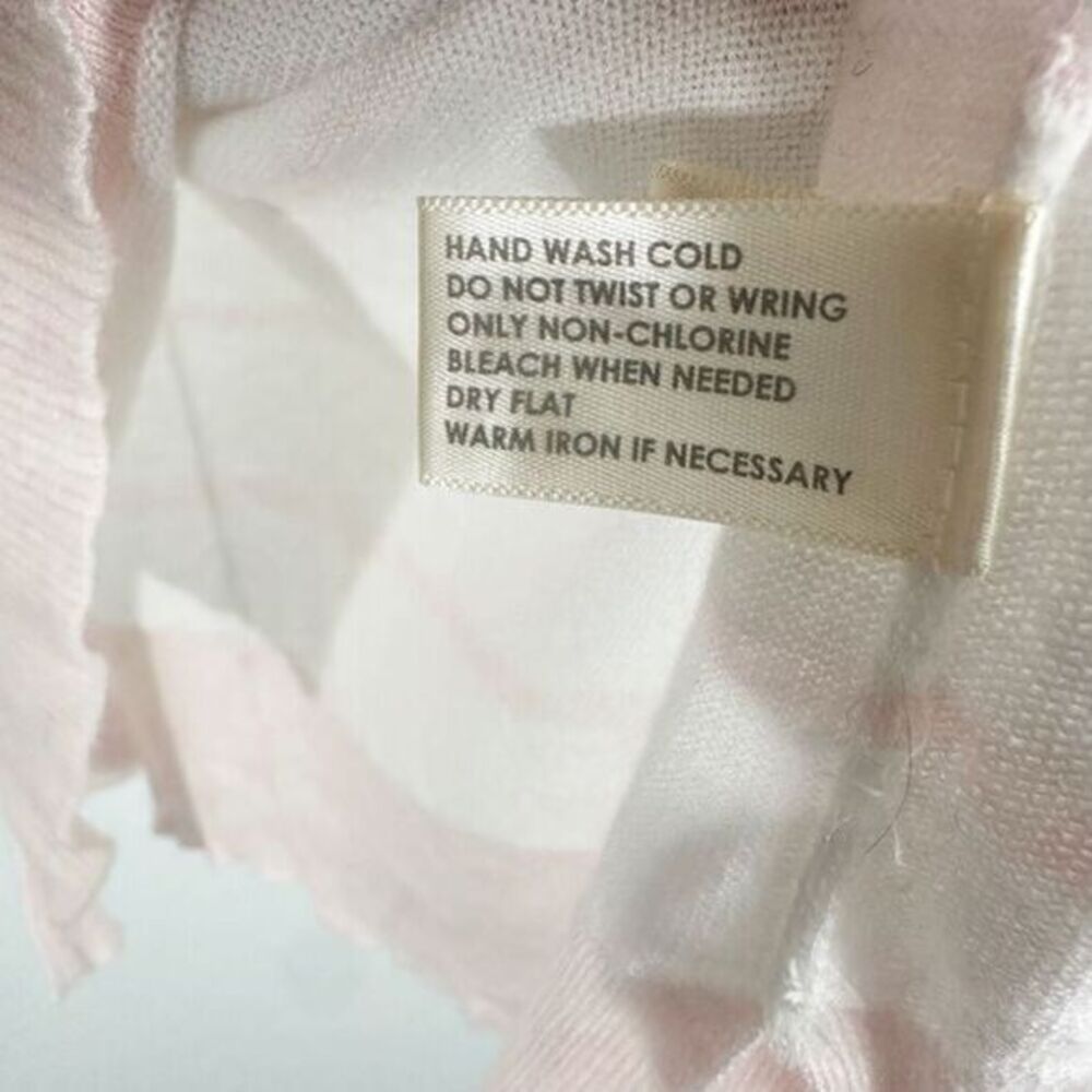 White + Warren Striped Print Silk V Neck Pullover Sweater White Pink Size Small‎ - Picture 5 of 10